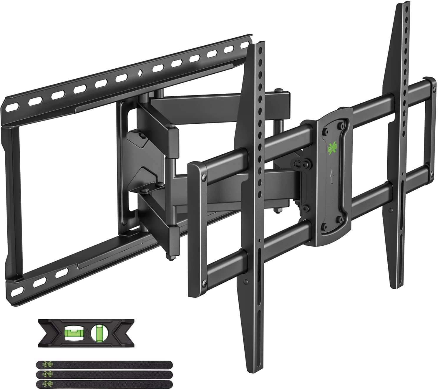 USX MOUNT Full Motion TV Wall Mount for 37"-90" TVs, Pre-Assembled TV Mount Fits 24" Wood Studs, Universal with Swivel and Tilt TV Bracket Up to VESA 600x400mm, 150lbs, with Wall Drilling Template