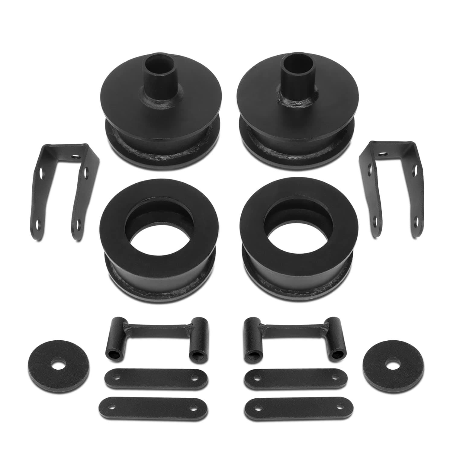 2" Front and Rear Leveling Lift Kit Coil Spring Spacers w/Shock Extension Bracket Compatible with 07-17 Wrangler / 18 Wrangler JK, J2-LK-JK-FR-004-BK