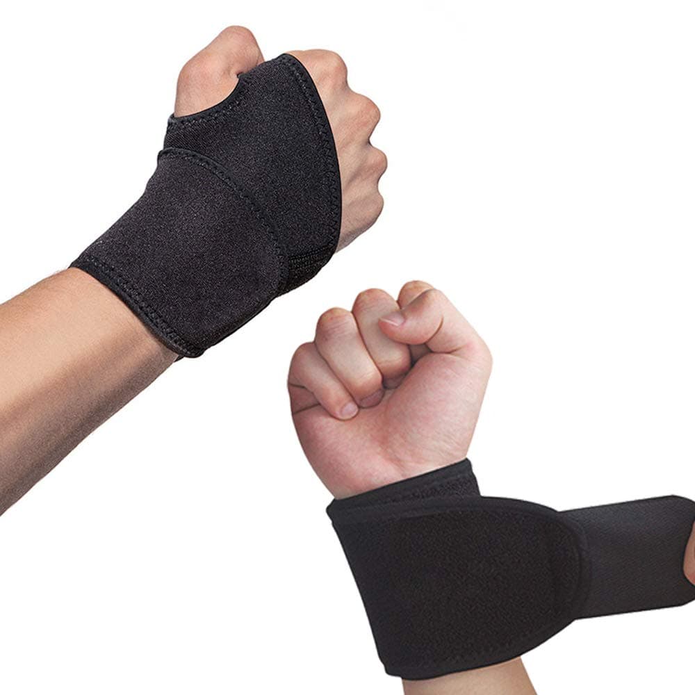 Hually Wrist Support, (2 Pack) Adjustable Wrist Brace with Hook-and-Loop Design, Breathable Wrist Wrap Band Offer Hand Support for Fitness, Bench Press, Weightlifting -One Size Fits Left or Right Hand