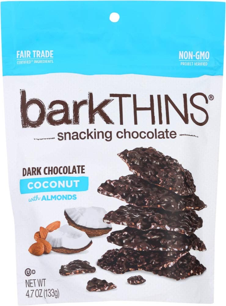 barkTHINS - Snacking Chocolates Dark Chocolate Toasted Coconut with Almonds - 4.7 oz (pack of 2)