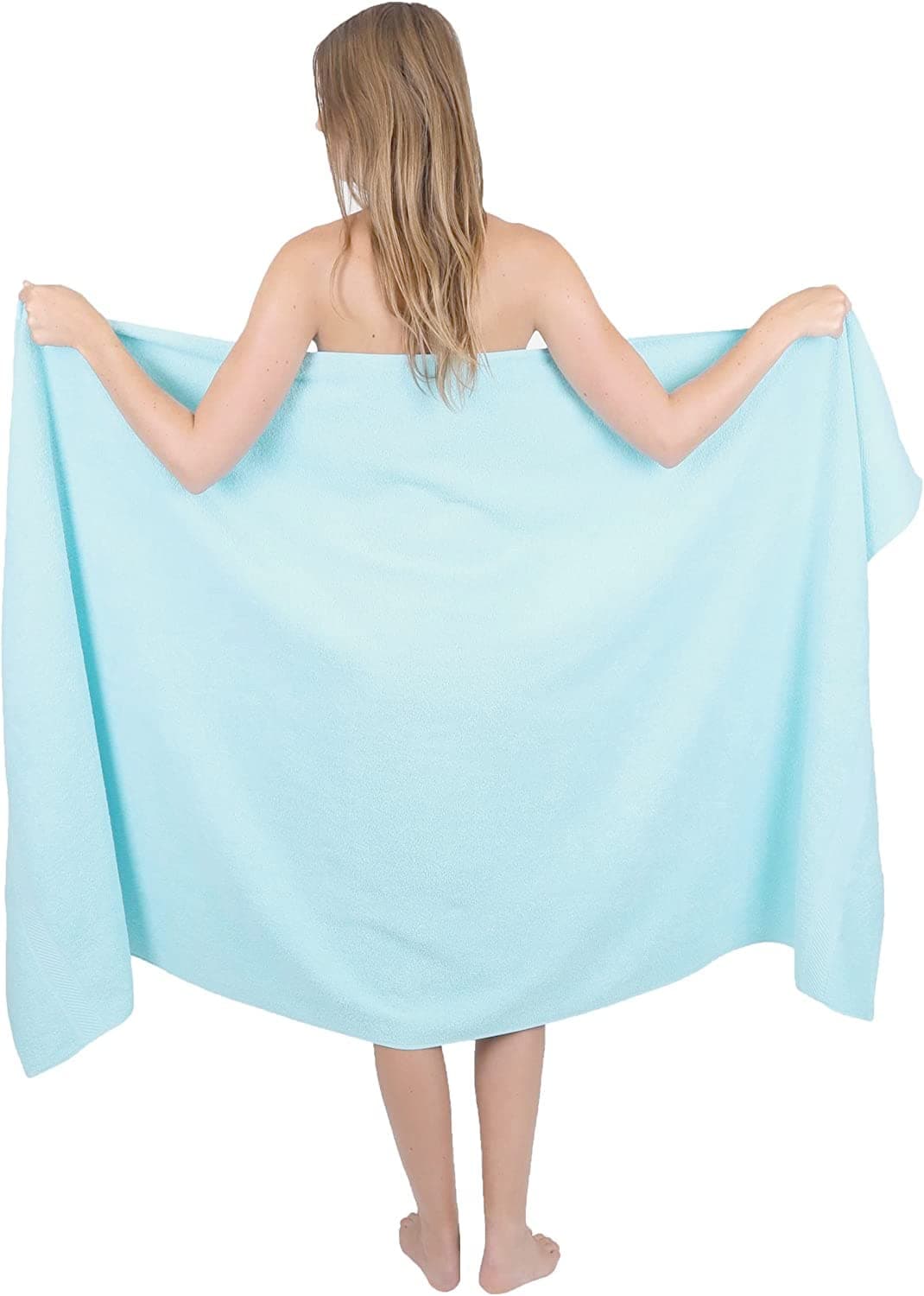 Extra Large Bath Sheet 100 x 200 cm Super Jumbo Big Bath Sheets Towels Beach Body Wrap XL Bath Towels 600-GSM (Aqua/Mint)