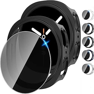 Tensea [5+5Pack for Samsung Galaxy Watch 8 Screen Protector Case 40mm Accessories, Hard PC Bumper/HD Anti-Fog Tempered Glass Protective Film, Face Cover Set, Galaxy Watch 8 Case for Women Men