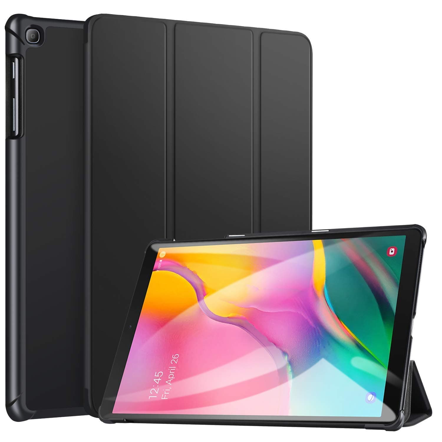 Robustrion Smart Trifold Hard Back Flip Stand Case for Samsung Tab A 10.1 Back Cover T510/T515 10.1 inch 2019 - Black