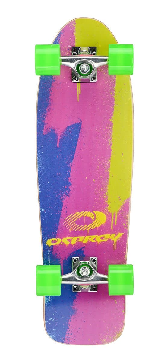 Osprey Retro Multi Colored Single Kick Mini Cruiser Skateboard, 28-Inch