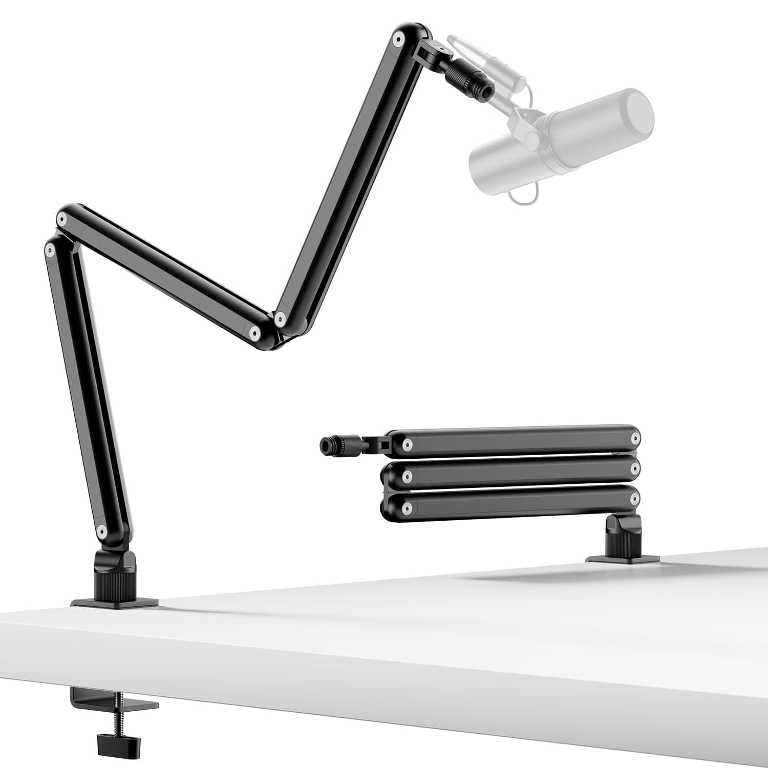 TODI Mic Arm for Lightweight Mics, Microphone Arm Rotatable, Storable Desk Mic Stand for Bear 3LB with Mount Clamp, Mic Stand Boom Arm with Cable Channel with 3/8'' 5/8'' Thread for Podcast, Gaming