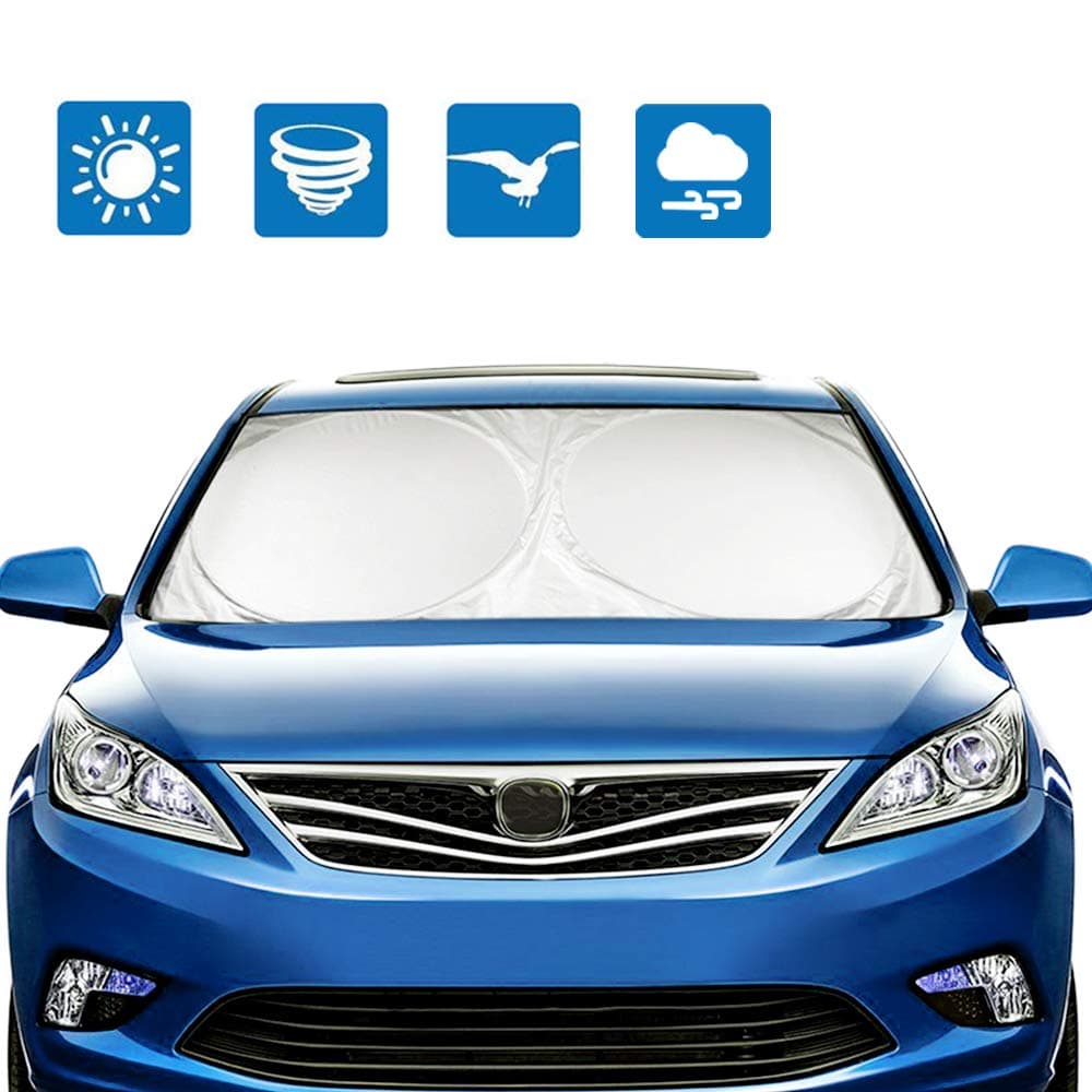 mixigoo Car Windshield Sun Shade - Car Sun Visor UV Protector Foldable Sunshade for Car SUV Trucks Minivans Blocks UV Rays Keep Your Vehicle Cool