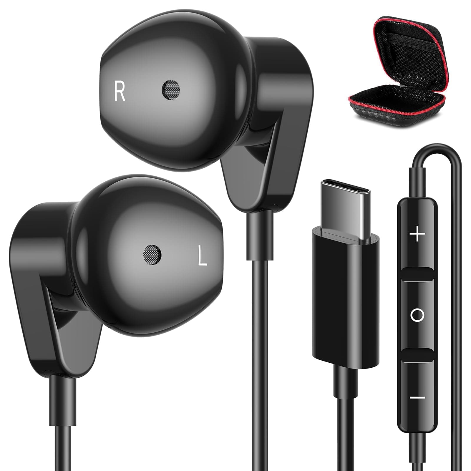 USB C Headphone for iPhone 17 16 15 Pro Max/iPad, HiFi Stereo Type C Earphones USB-C Wired Earbuds with Microphone Volume Control for Samsung S25/S26/S24/S23/S22/S21/Pixel/for OnePlus/Android