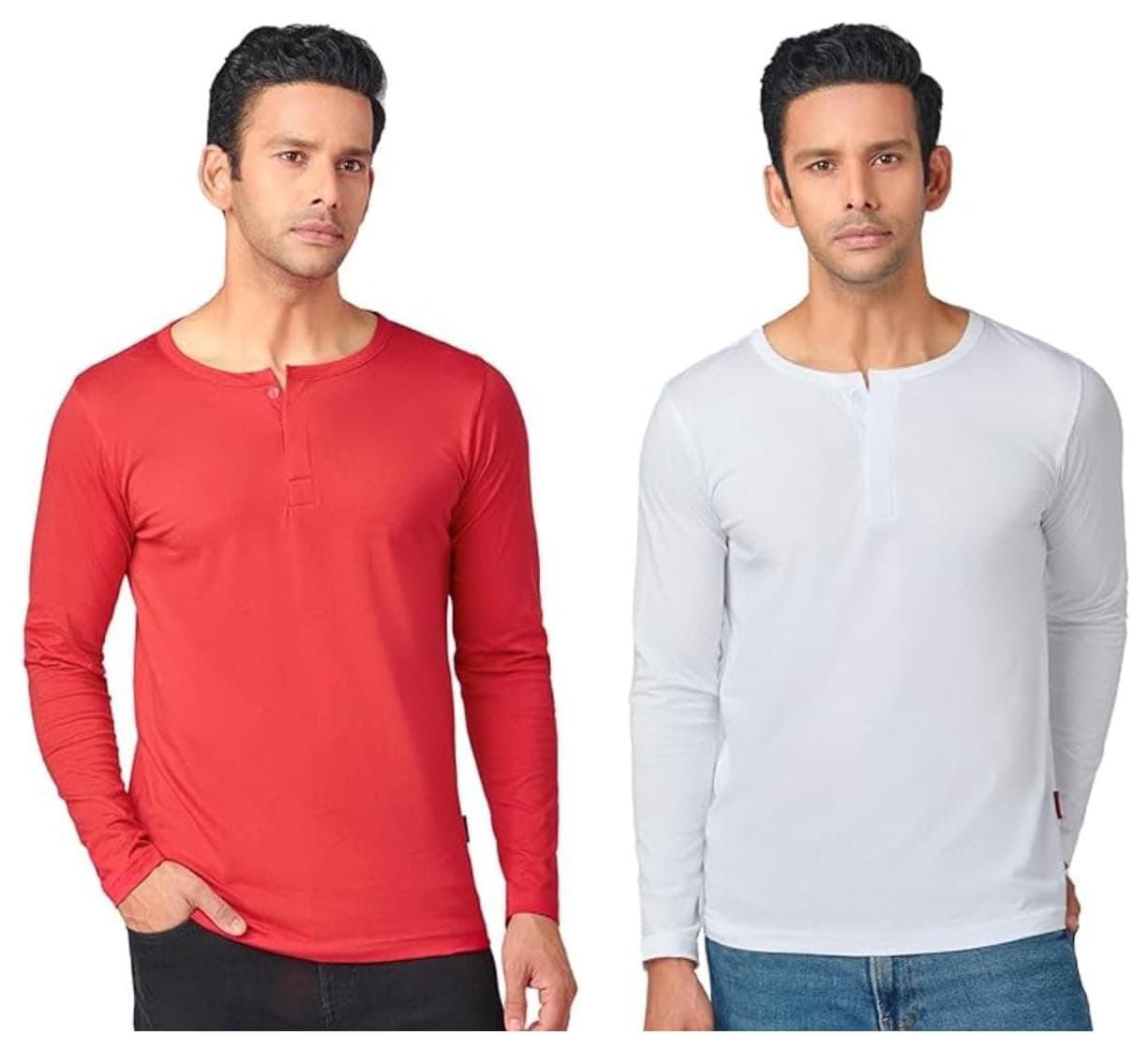 MARKRICH Men's Solid 100% Cotton Regular Fit Henley Neck T-Shirt (Pack of 1 & 2) | Henley T Shirt for Men | Plain Full Sleeve T Shirt for Men | Best-in-Class Henley T Shirt
