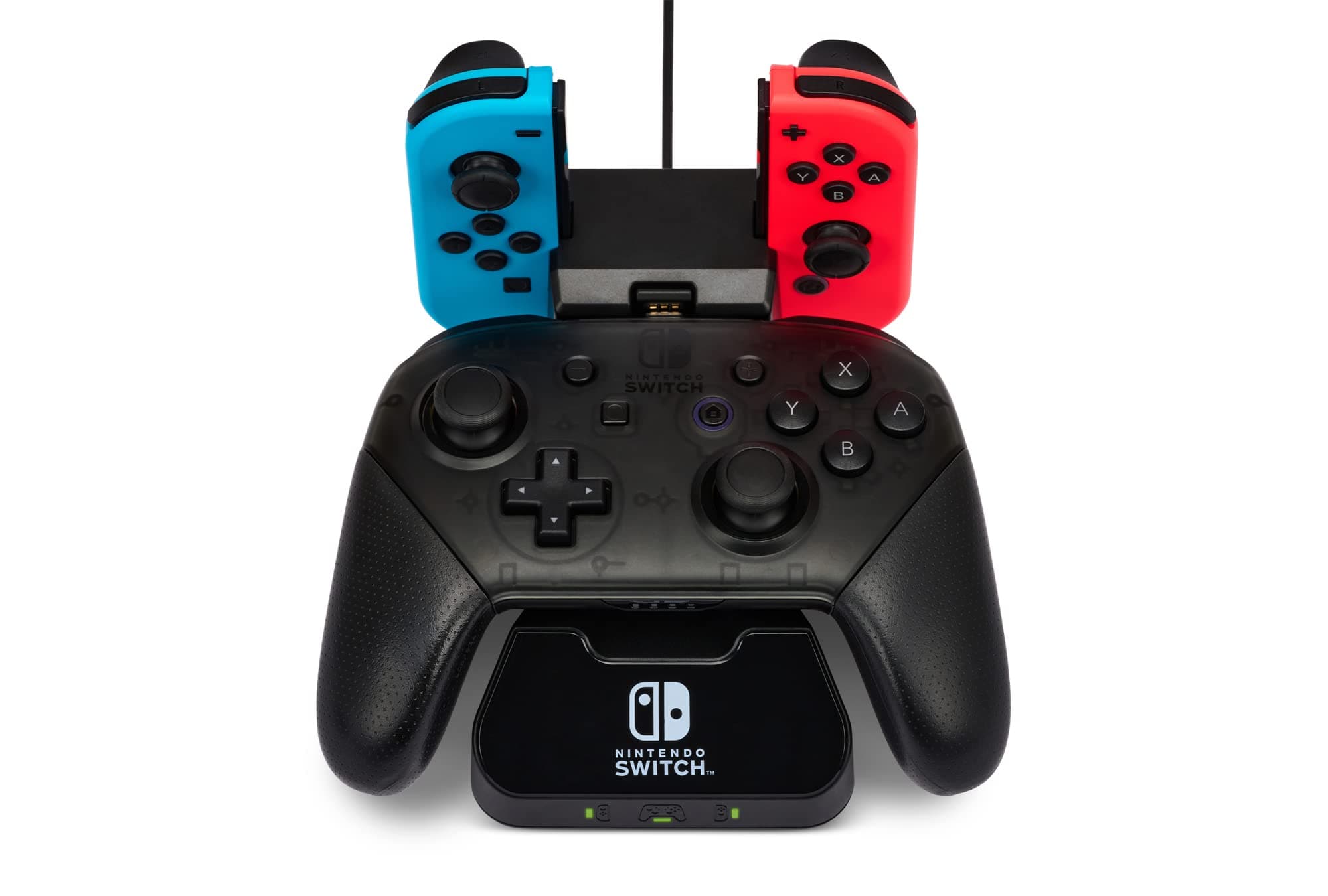 Controller Charging Base for Nintendo Switch Pro and Joy-Cons, Charge both at Once, Weighted Base with Led Indicator, Stylish Design and USB Powered, Official
