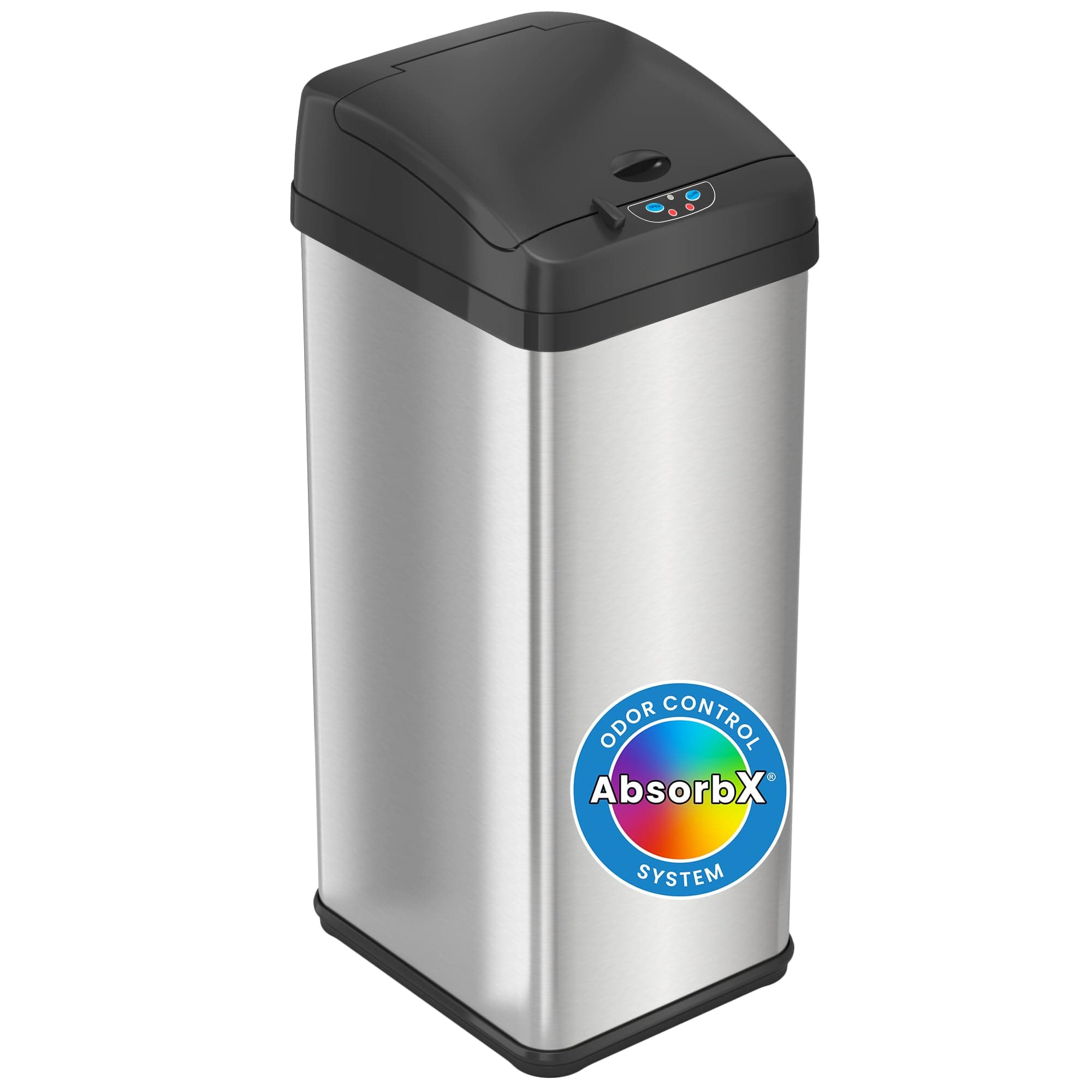 iTouchless 49 Litre Touchless Sensor Dustbin with AbsorbX Odour Control System, Stainless Steel, Extra-Wide Lid Opening Kitchen Waste Bin