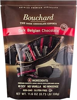 Dark Belgian Chocolate (72% Cacao) | Individually Wrapped in Resealable Bag | No Soy, No Vanilla, No Nonsense | Non-GMO, Gluten Free, OU-D Kosher