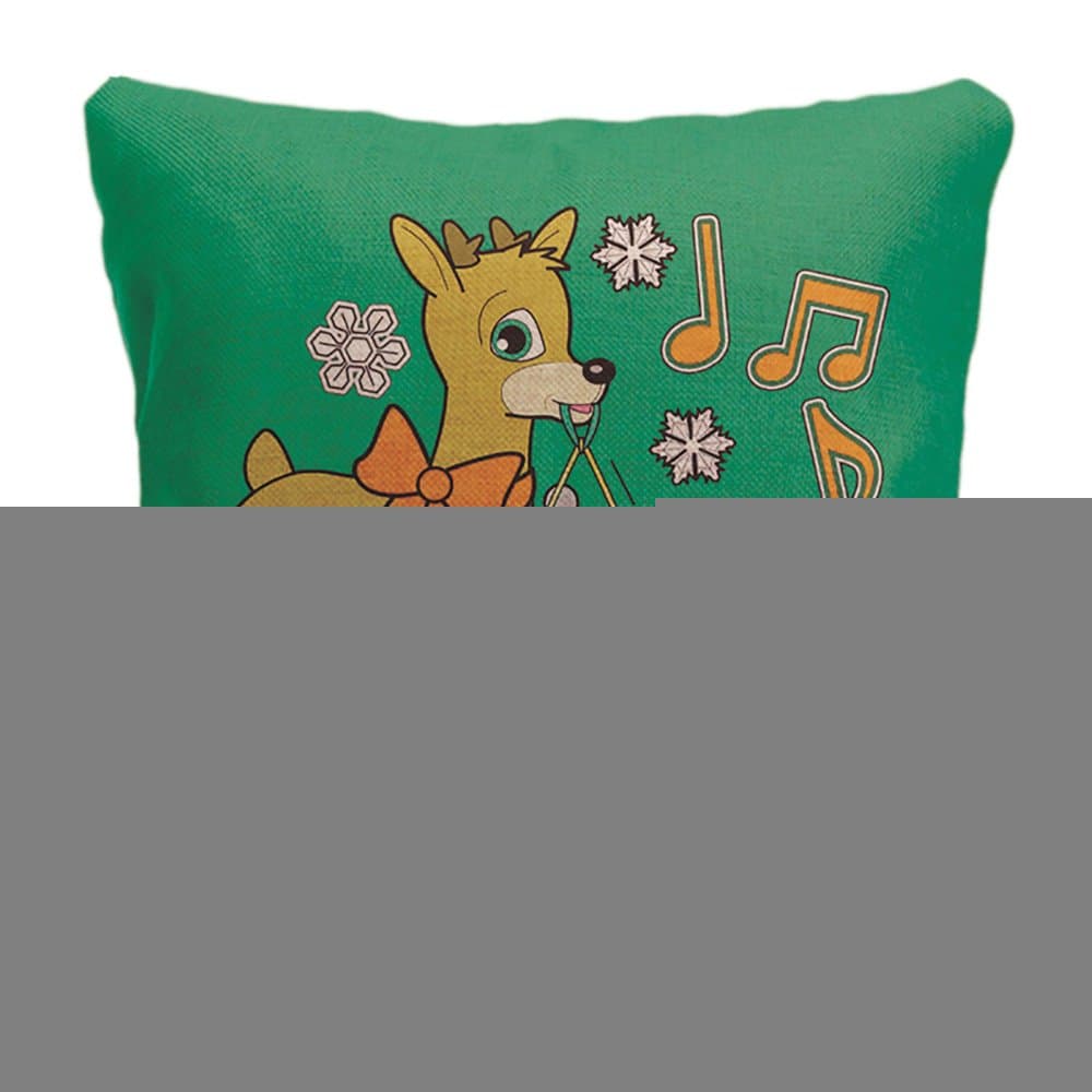 LDJ Cotton Polyester Square Throw Pillow Case Decorative Cushion Cover Pillowcase Design With FriendsMusic:Christmas Gingerbread Boy &Reindeer Custom Pillow Cover Print Double Sides Sized 18x18 Inches