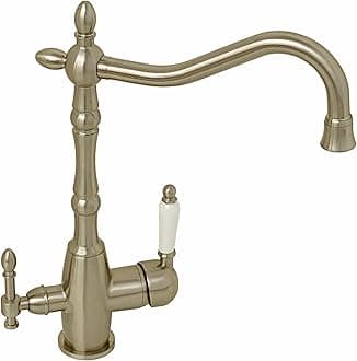 Aylesbury, KT083, Brushed Steel, Kitchen Sink Mixer & Filter Tap, Traditional 3 in 1 Water Filter Purifier Tap, Solid Brass, Victorian Style, Easy to Install, 1-Year Guarantee