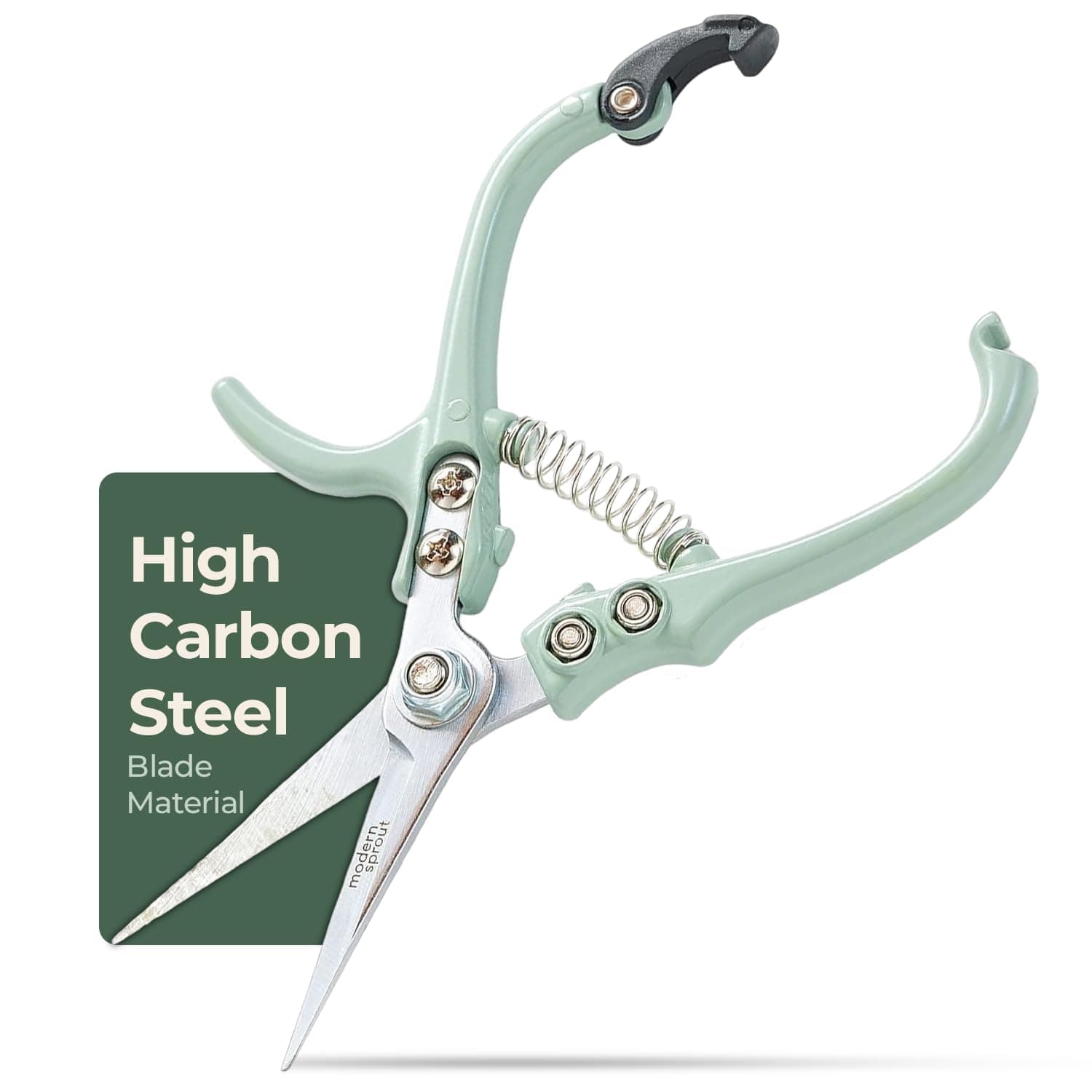 Pruning Shears, Herb Snipping Scissors, Lightweight Gardening Tools W/Easy Lock, Flower Cutter Garden Shears, Carbon Steel Blade + Reusable Holster (Green, 1-Pack)