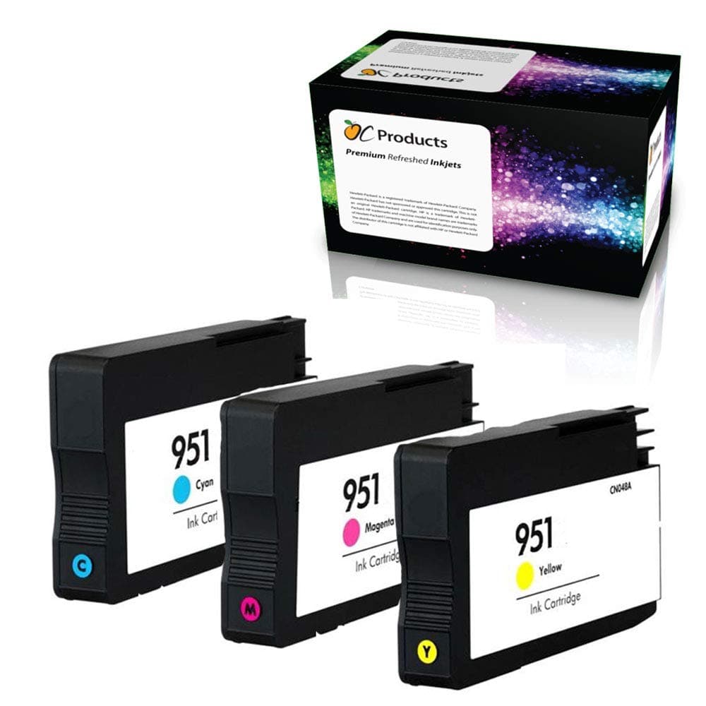 Refilled Ink Cartridge Replacement 3 Pack for HP 951 for Officejet Pro 8610 8600 276DW 8100 8615 8620 (1 Cyan 1 Magenta 1 Yellow)