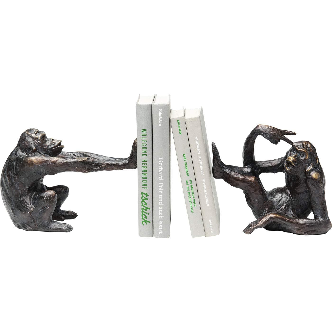 Kare Design Bookend Monkey (2/Set), Black, One Size, polyresin, handmade statues, decorative home accessories