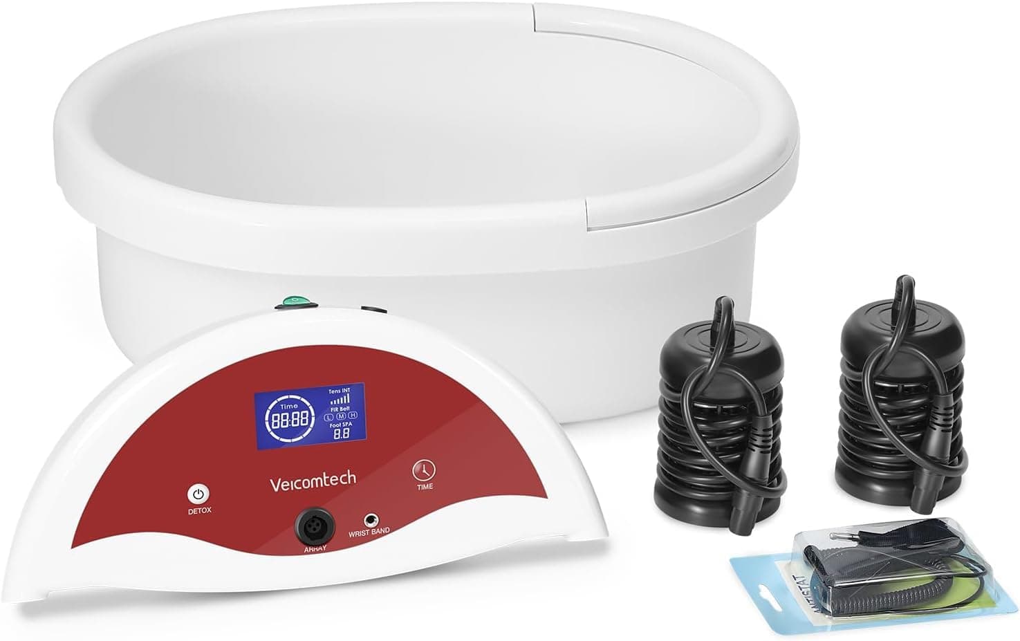 Ionic Foot Bath Detox Machine | Foot Detox Machine Spa | Feel Relaxed and Relieved at Home | Free Exclusive Ginger Tablets for Enhanced Relaxation with Basin 2 Arrays 100 Tub Liners (Honor Red)