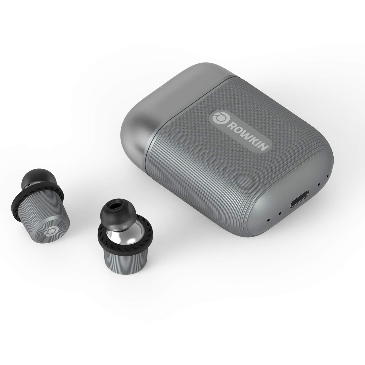 Ascent Micro True Wireless Earbud Headphones: 17+ Hours, Bluetooth 5, Small Headphones & Charging Case Deep Bass Mic Quick Pairing & Noise Reduction for Android Samsung & iPhone (Slate Gray)