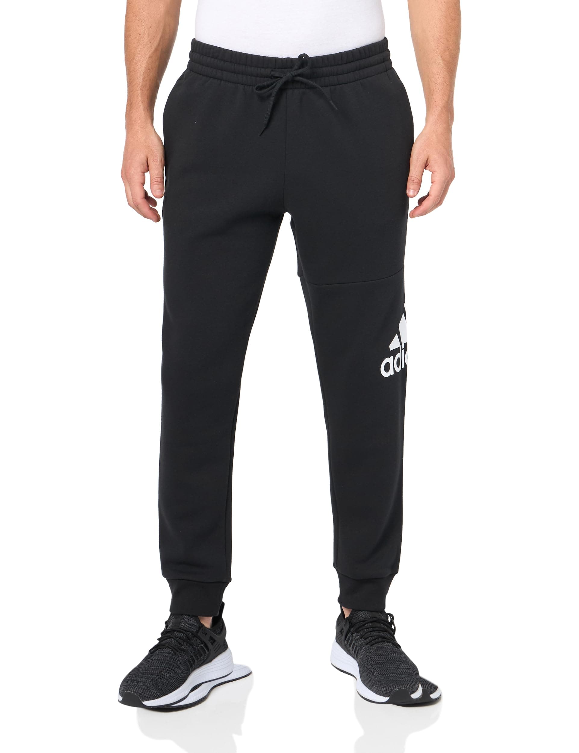 adidasMen's Essentials Fleece Tapered Cuff Big Logo Pants