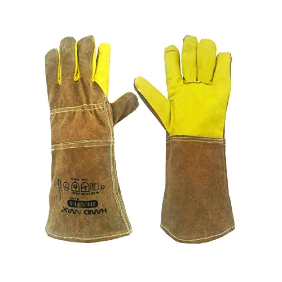 Hand Max Versatile Multi Purpose 14inch Cow Gauntlet Leather Kevlar Heat Resistant Gloves