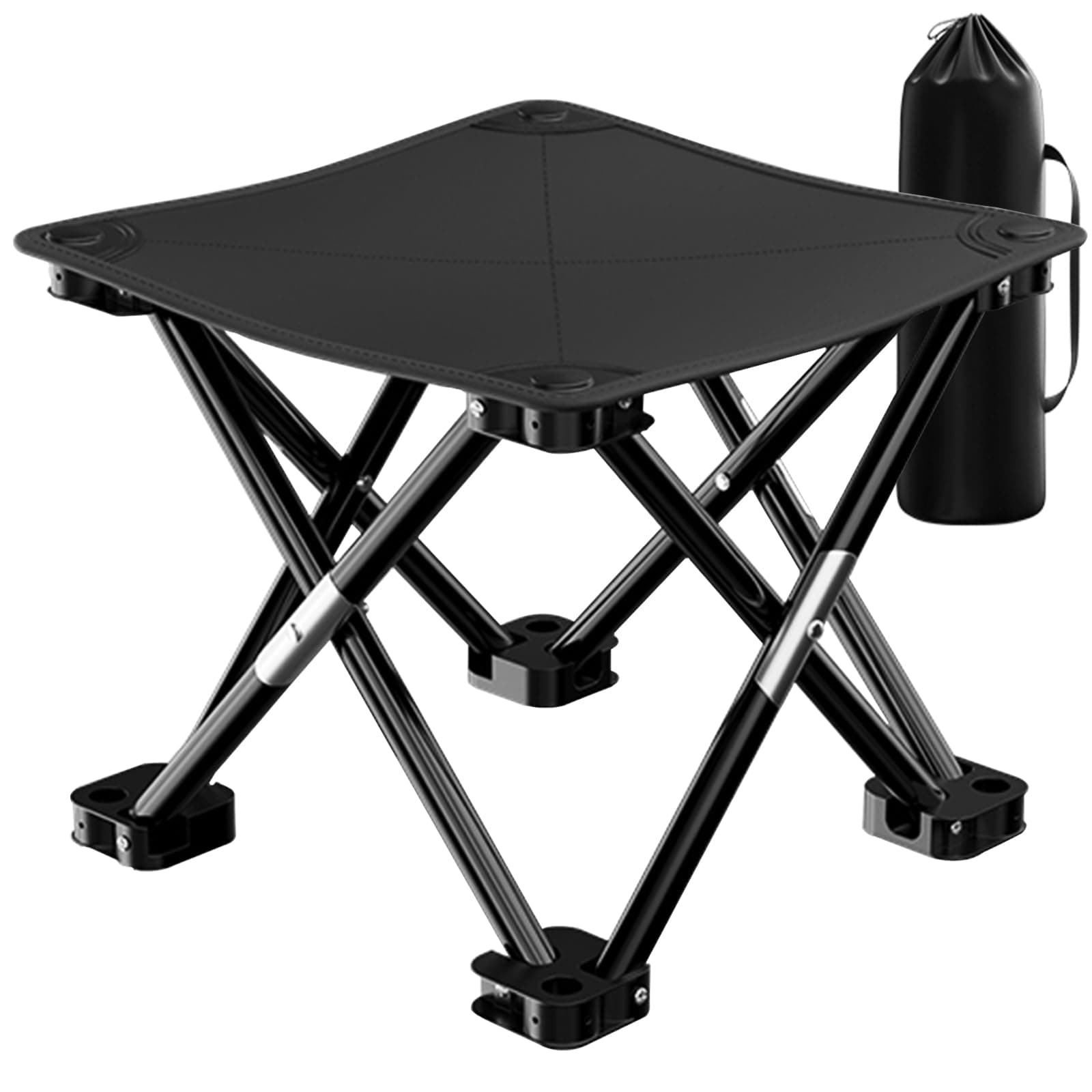 Folding Stool Foldable Stool Collapsible Stool Camping Stool, Folding Stool with Stable Feet and Carry Bag, 33 * 33 * 33cm, for Picnics Fishing Watching Games (Black)