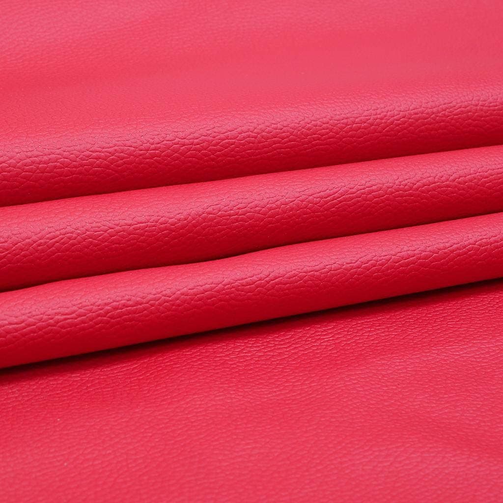 Upholstery Rexine Fabric/Artificial Leather Sheet - 140 cms Width - PU Mix, Matte Finish - 1 Meter Multiple - Color: Red