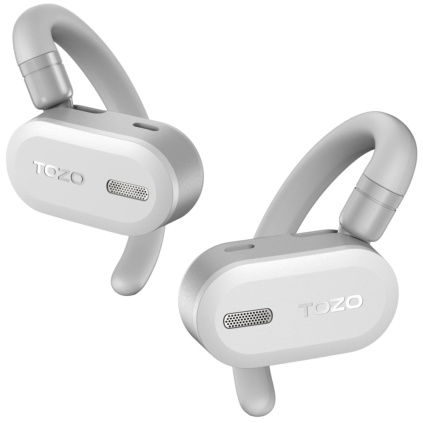 O2 True Open Ear Wireless Headphones Lightweight with Multi-Angle Adjustment, Bluetooth 5.3 Earbuds with Dual-Axis Design for Long-Lasting Comfort, Crystal-Clear Calls for Driving, White