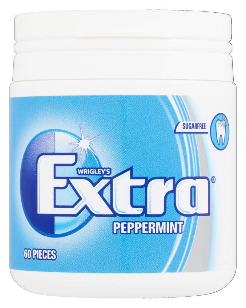 Wrigley's Extra Peppermint Chewing Gum Bottle 60 Pieces, 84 g