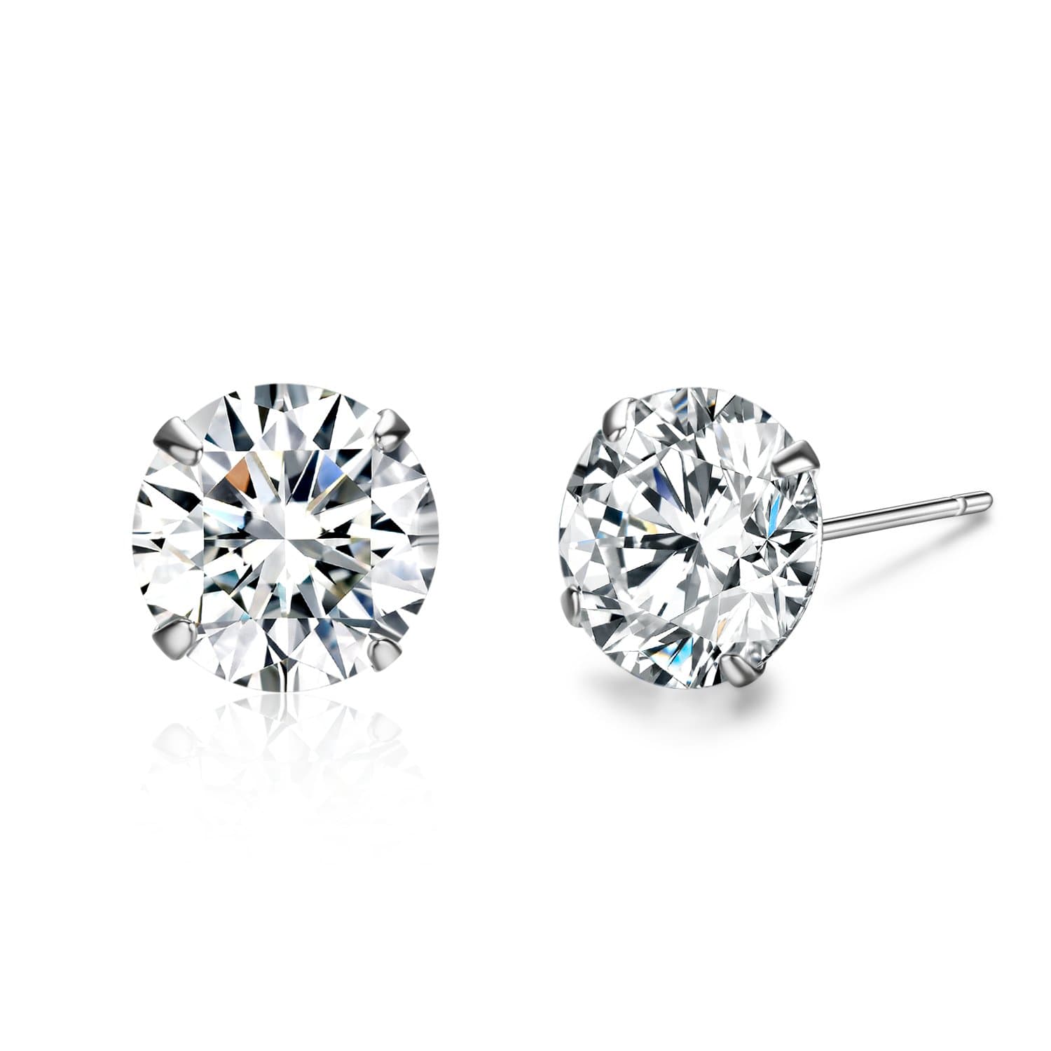SBLING Platinum Plated Sterling Silver Stud Earrings Made with Austrian Crystals