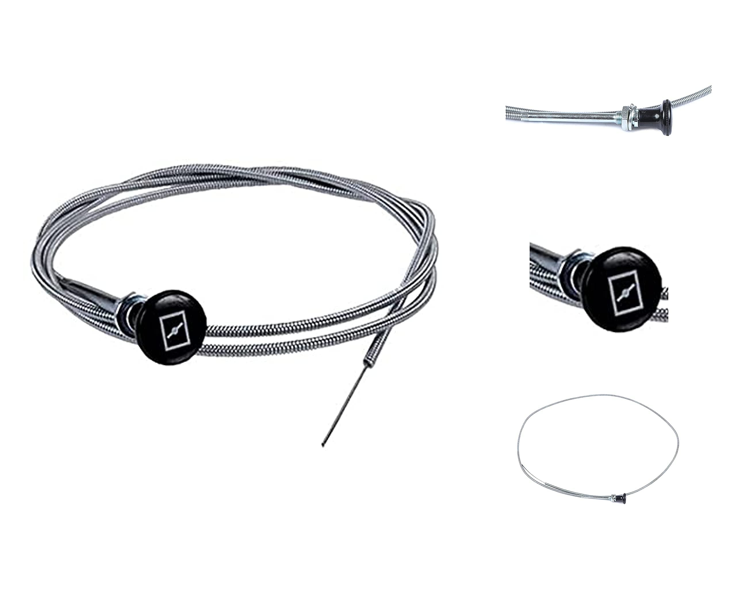 237 Rotary Universal Choke Cable – 63" Inner, 60" Conduit, 2-3/4" Travel – Heavy-Duty Push Pull Control Cable with Silver Outer Sheath – Fits Lawn Mowers, Tractors, Utility Equipment