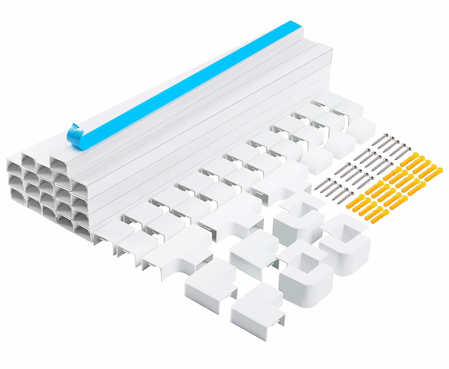 Cord Hider, RAZCC 315 Inch Cable Cover Raceway Kit for Cable Management, Wire Covers for Cords, Cord Covers for Wires on Wall, Simple and Easy Installation, 20 Pack Wire Hider, White