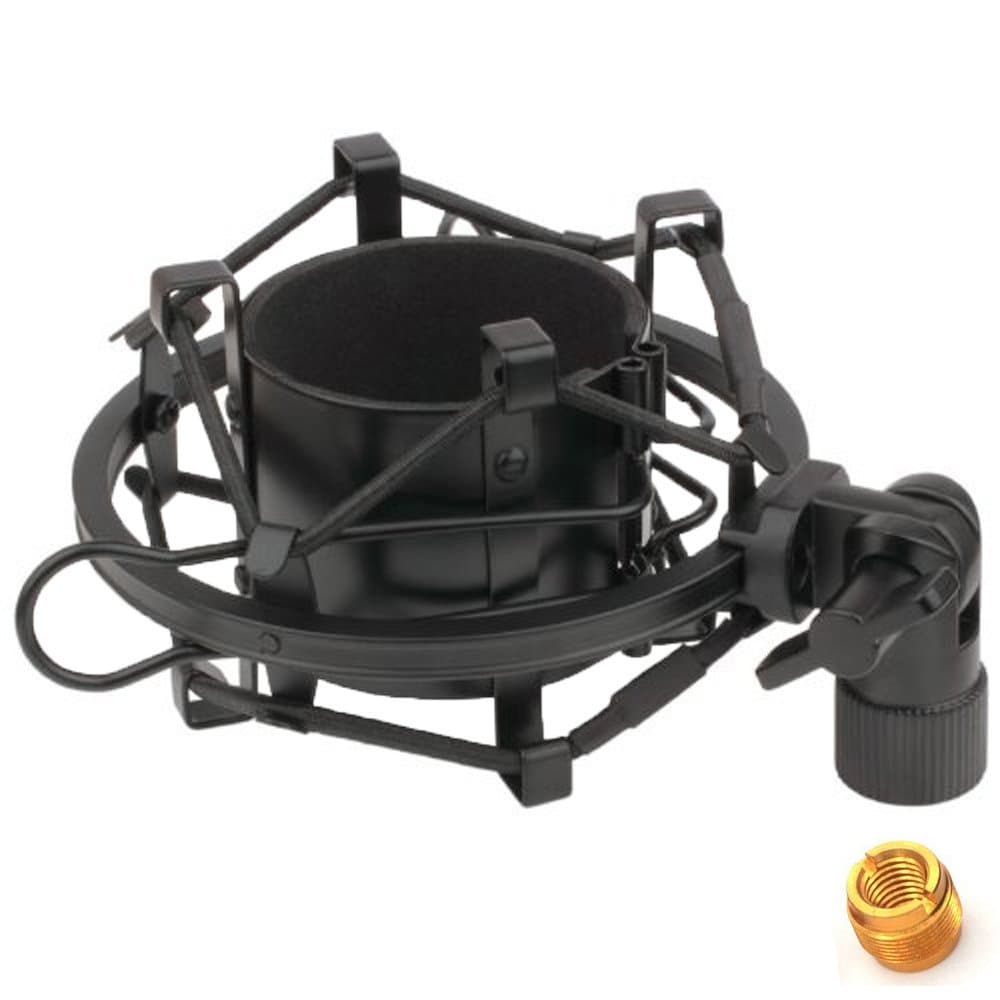 TH106 Black Spider Universal Microphone Shock Mount Holder Adapter Clamp Clip 48-51MM Large Diameter Studio Condenser Mic Anti-Vibration Mic Holder for AT2020 AT2500