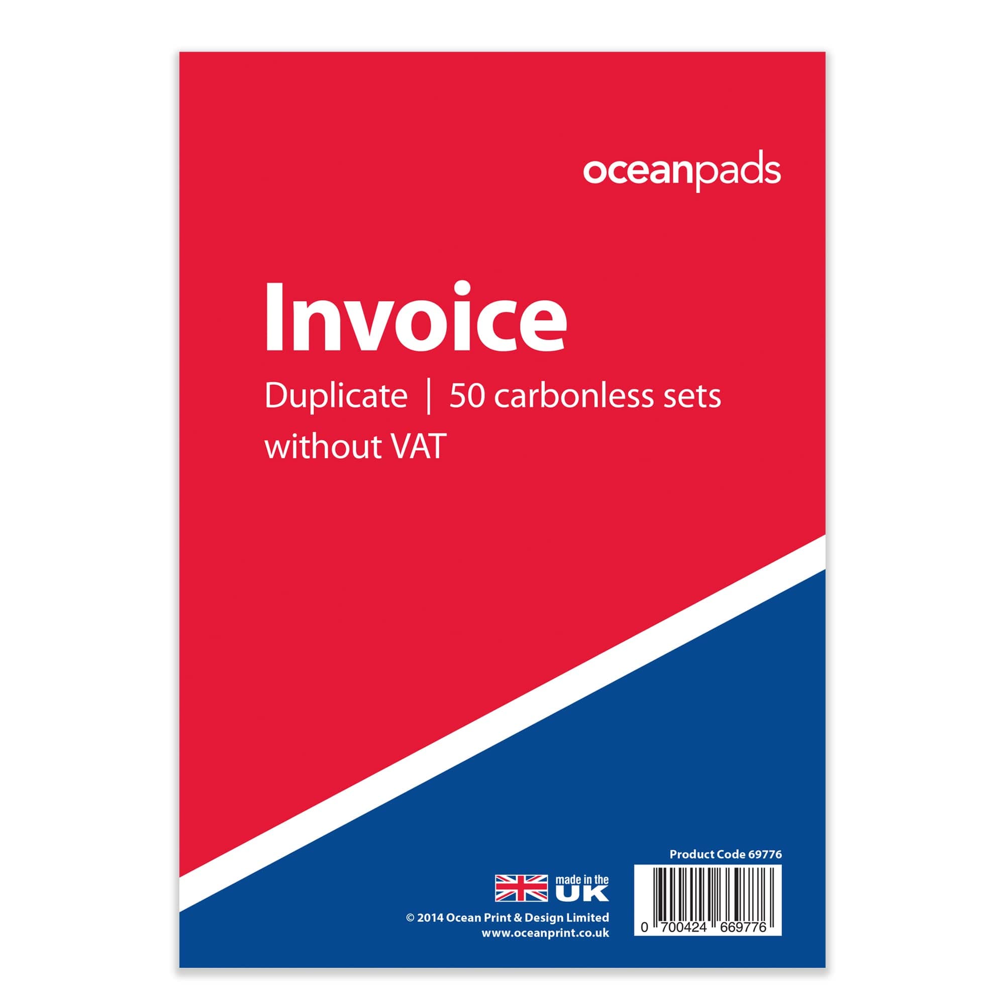Ocean Pads Invoice Book Duplicate Without VAT, A5 148 x 210mm, 2-Part Carbonless (69776)