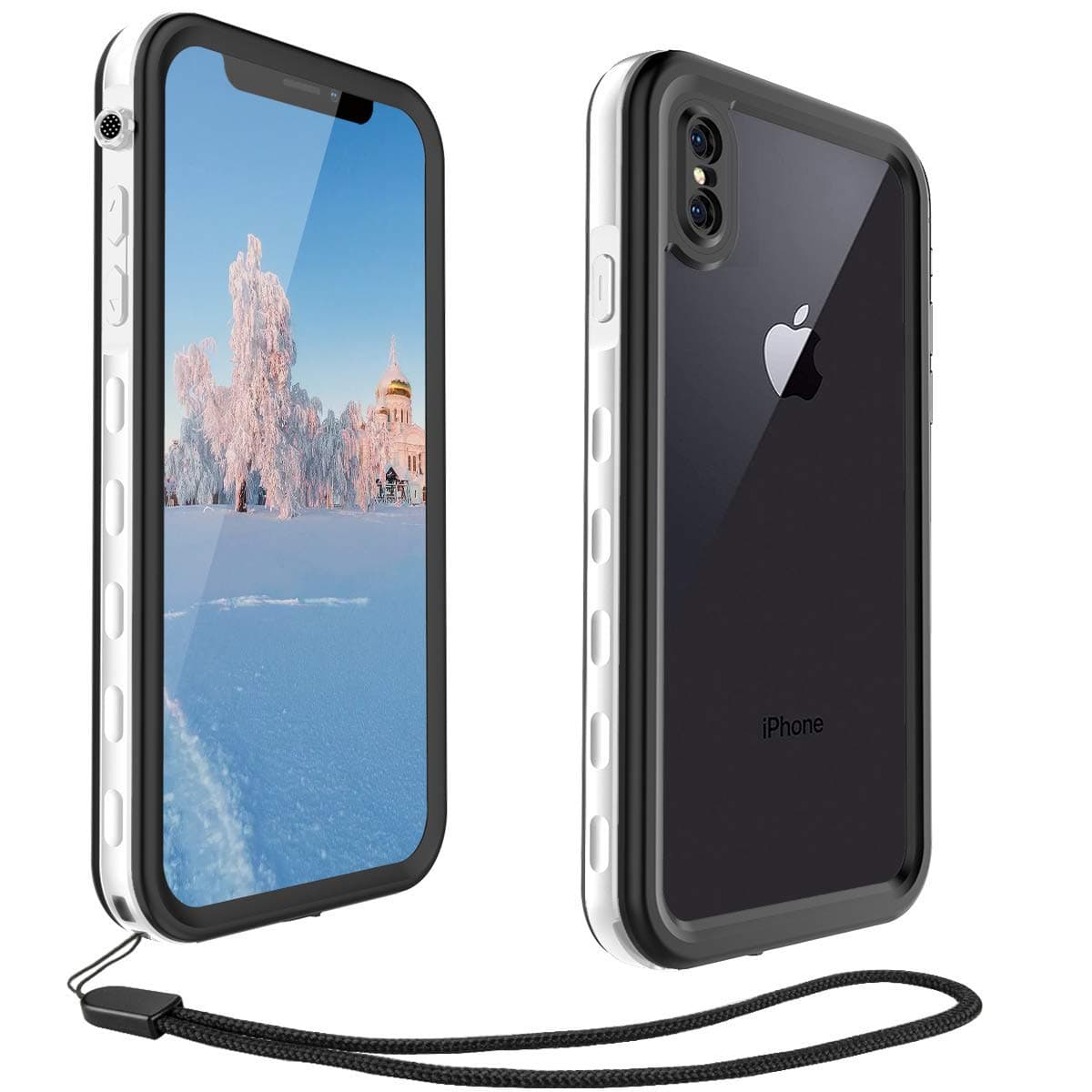 Waterproof iPhone Xs Max Case, Rugged Heavy Duty Wireless Charging Full Body Shockproof Snowproof Clear Case with Built in Screen Protector Waterproof Case for iPhone Xs Max Case (White,6.5inch)