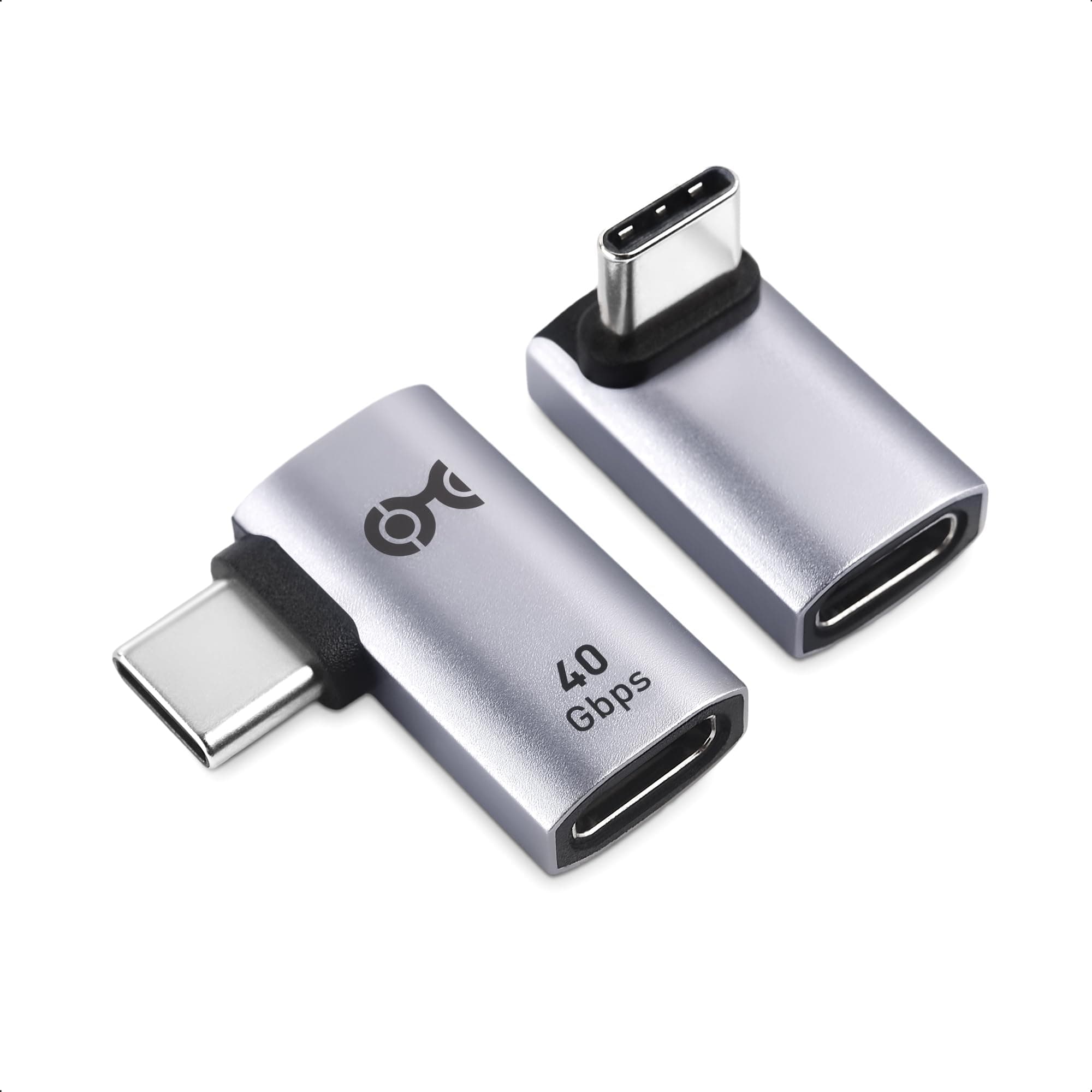 Combo-Pack 40Gbps Right Angle USB-C Adapter Kit with 240W PD (90 Degree USB C Adapter) - Thunderbolt 4, USB4, Thunderbolt 3 Port Compatible with iPhone 16/15, Steam Deck