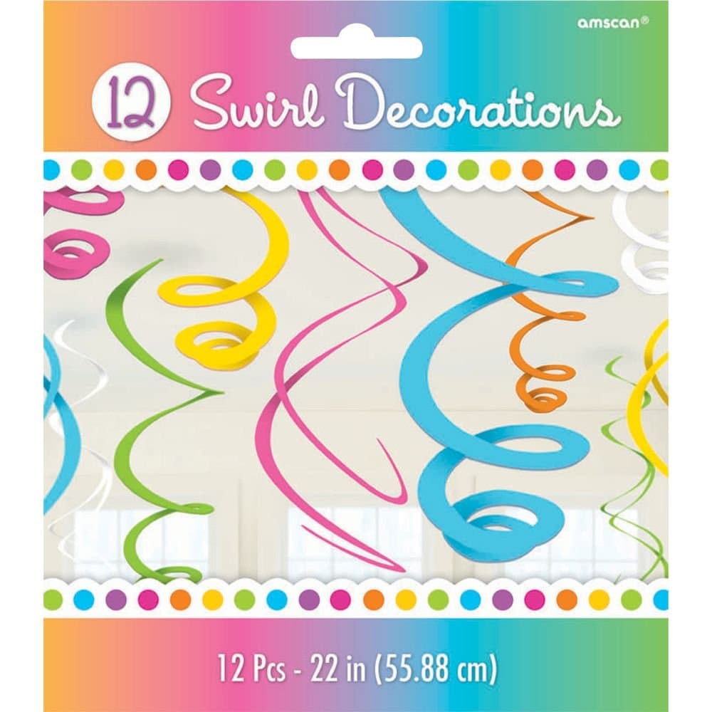 Multi Coloured Swirl Decorations, Pack of 12