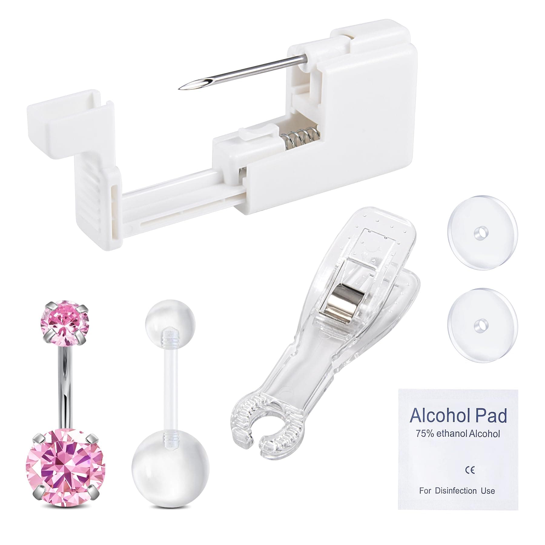 QWALIT Belly Button Piercing Kit - Pink Belly Piercing Gun