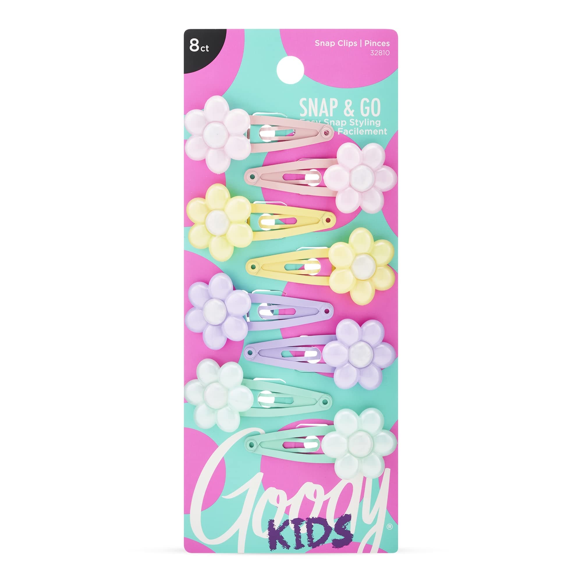 Goody Kids Mini Epoxy Contour Snap Clips - 8 Count, Daisy Charm - Just Snap Into Place - Suitable for All Hair Types - Pain-Free Hair Accessories for Women and Girls - All Day Comfort