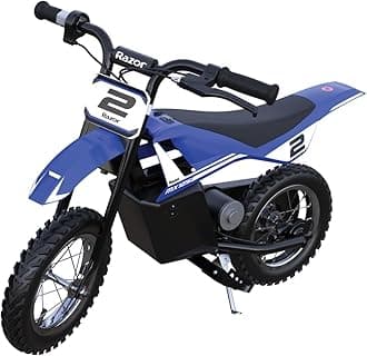 MX125 Dirt Rocket Electric-Powered Bike with Authentic Motocross Geometry, Rear-Wheel Drive,100-watt, high-Torque, Chain-Driven Motor, for Kids 7+, Blue