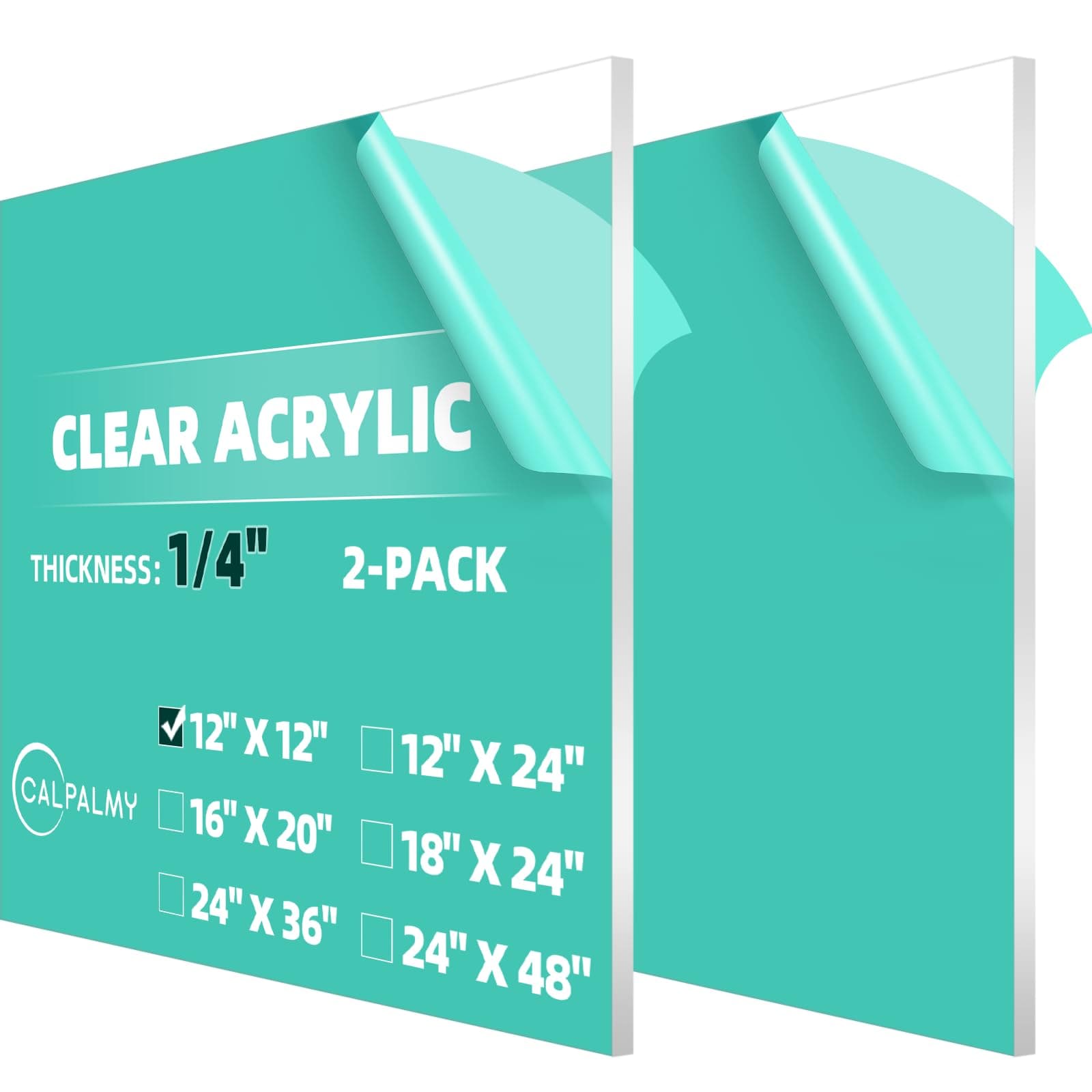 12 x 12” Clear Acrylic Sheet Cast Plexiglass (2-Pack) – 1/4” Thick; Use for Craft Projects, Signs, DIY Projects and More; Cut with Cricut, Saw or Hand Tools – No Knives