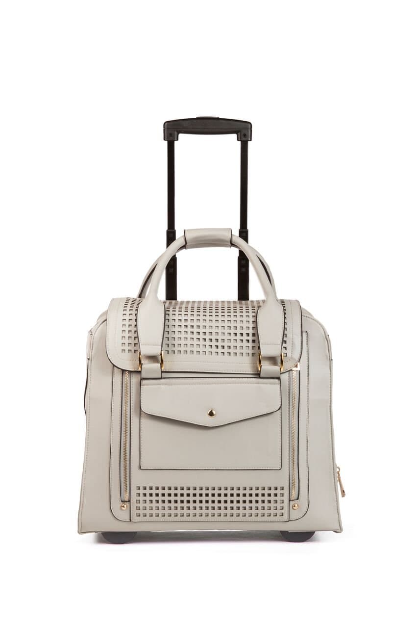 Zadie Perforated Grey Rolling Trolley Bag