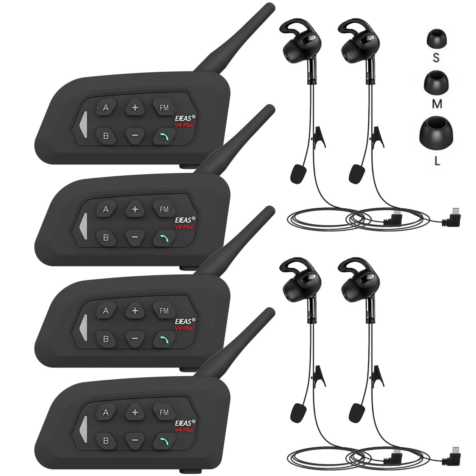 Referee Headset, USB C Interface Communication System with Headset Earphone for Volleyball Official Football Soccer Handball (4 Pack)