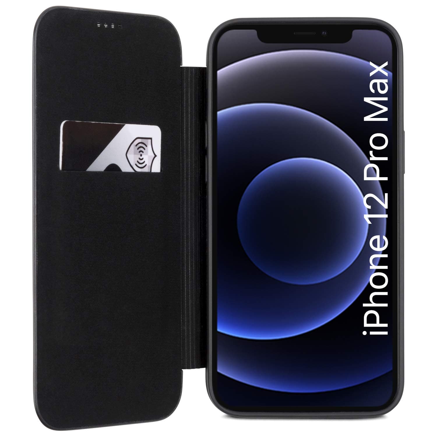 CASEZA iPhone 12 Pro Max Flip Case Black Dublin - Premium PU Leather Wallet Book Folio Cover for the Original iPhone 12 Pro Max (6.7") - Ultra Thin