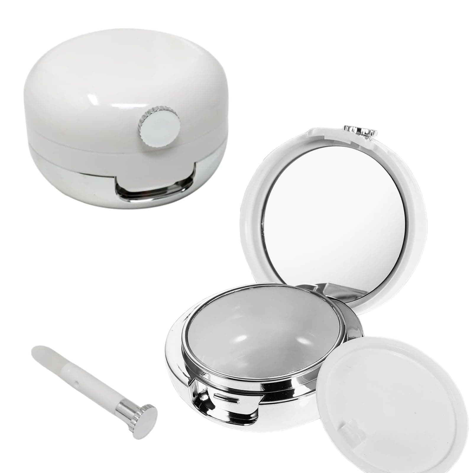 QIYUDA 2 Pcs Lip Balm Jars Container, Lip Makeup Applicator Lip Gloss Empty Sample Jars Case Box with Mirror and Silicone Lip Brush