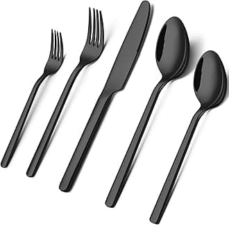 Black Silverware Set, 20-Piece Flatware Set for 4, 18/10 Stainless Steel Cutlery for Home Kitchen and Restaurant