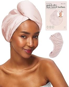Kitsch Microfiber Hair Towel Wrap for Women – Ultra Absorbent Microfiber Bath Towels for Wet, Curly, Long or Short Hair – Anti-Frizz Hair Wrap, Great Hair Care Gifts for Women – Blush