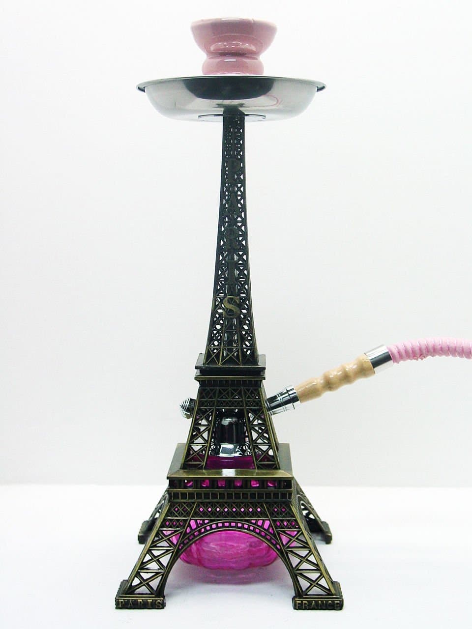 New 2017 Pink Paris Eiffel Tower Modern Hookah Shisha Hooka Brass Frame 1 Hose Black