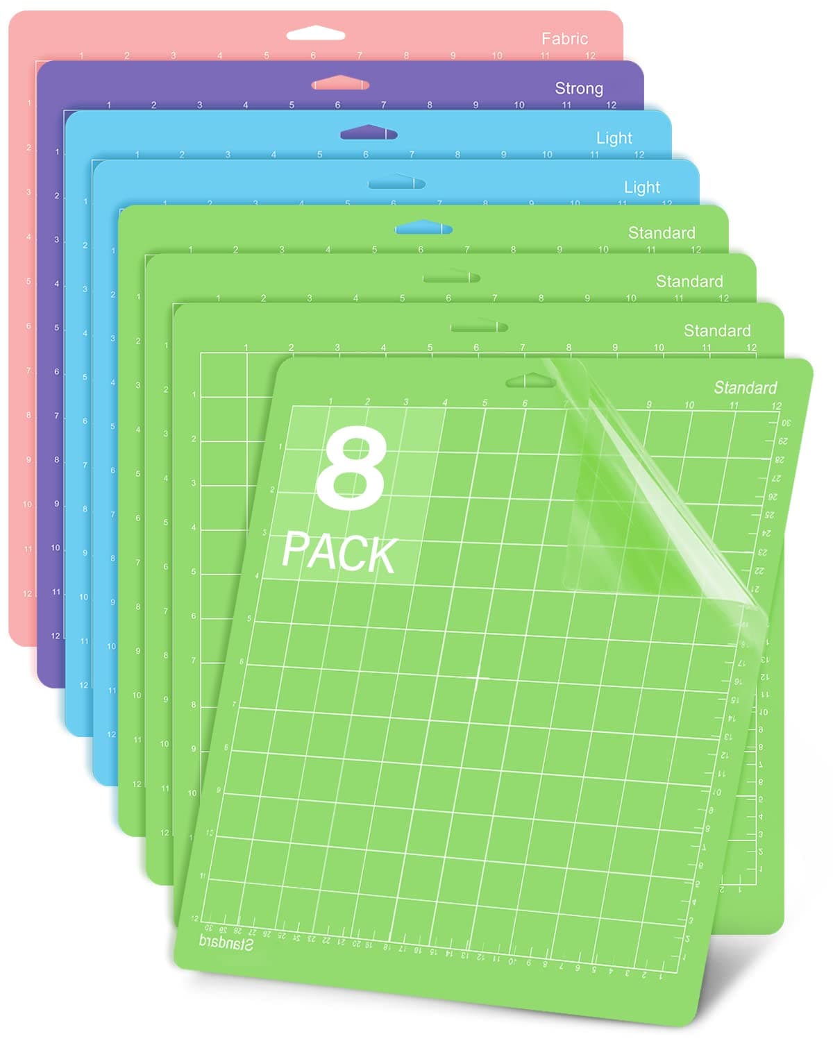 GwybkqCutting Mat for Cricut Maker 3/Maker/Explore 3/Air 2/Air/One 8 Pack 12x12 VarietyGrip Cut Replacement Accessories Green/Blue/Purple/Pink Card Adhesive Sticky Pads