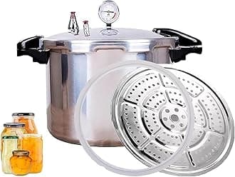 15 ltr Pressure Canner Cooker&all american pressure canners for canning&water bath canner|Pressure Gauge&Pressure Regulator|Compatible:natural gas-open flame & Pressure release 10 PSI (+/- 5%)