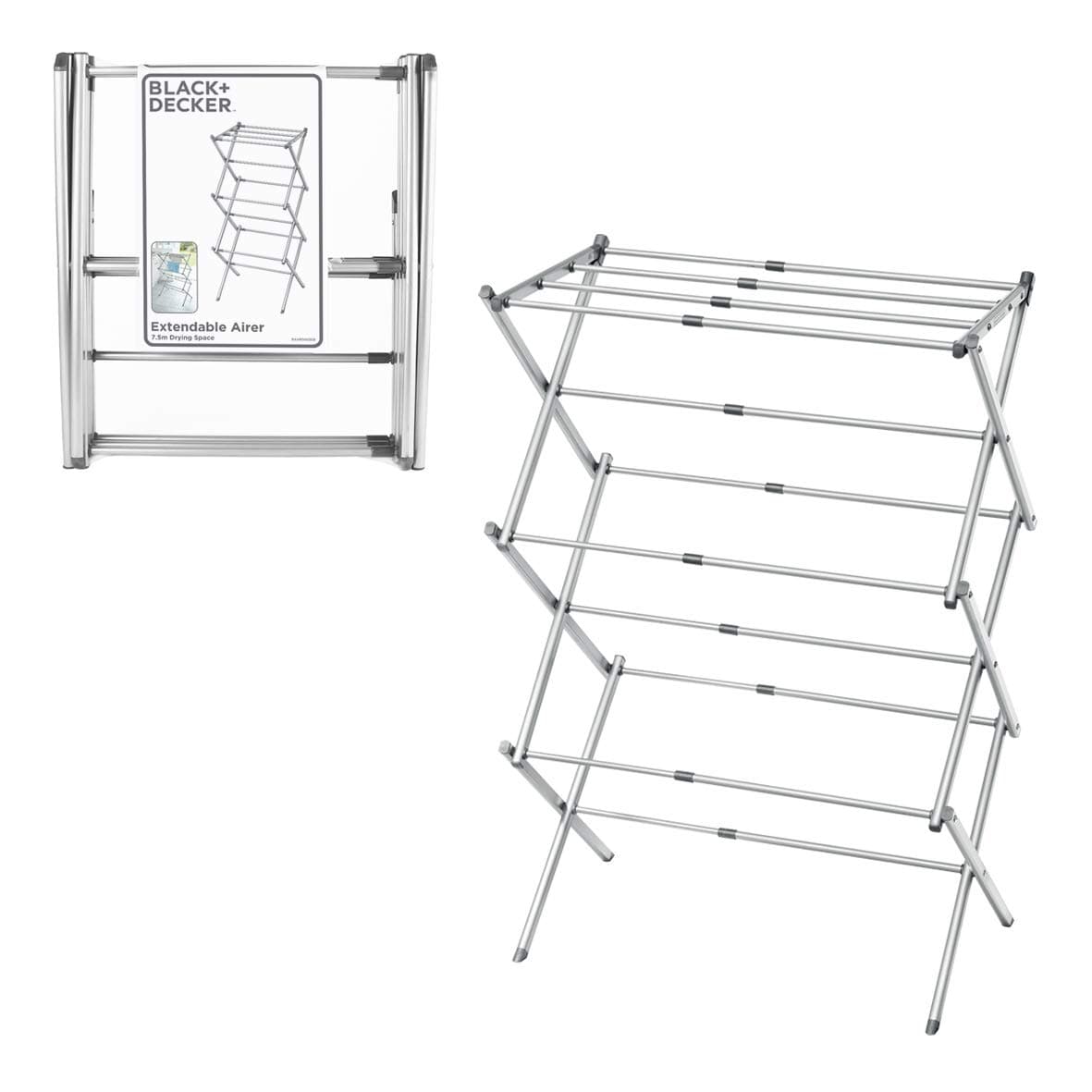 BXAR61069E Extendable Compact Clothes Airer, Cool Grey, 7.5M Drying Space